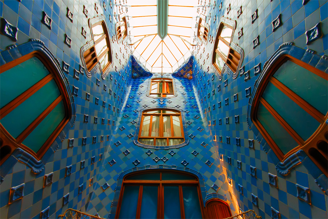 Vertical shaft that forms the center core of Casa Batllo, Barcelona